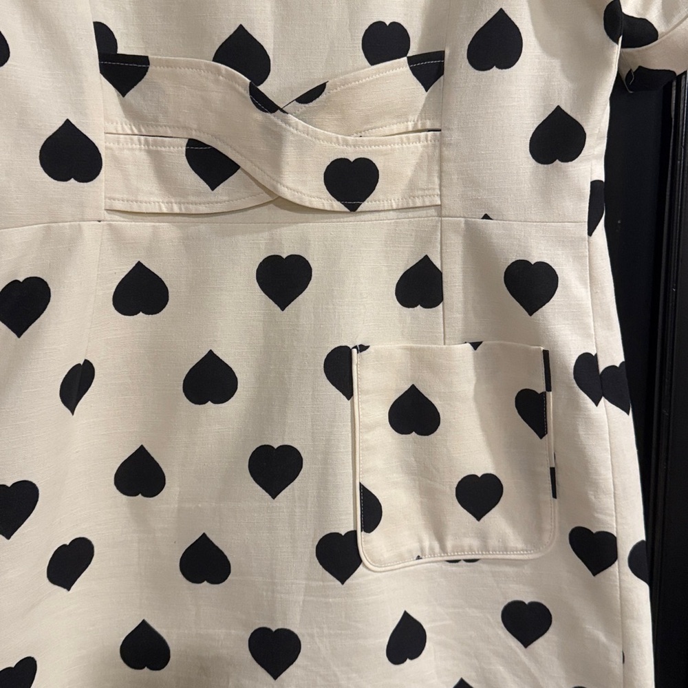 Tara Jarmon Women’s Robin Ecru with Black Polka Hearts Dress - Size 42 - Picture 5 of 10
